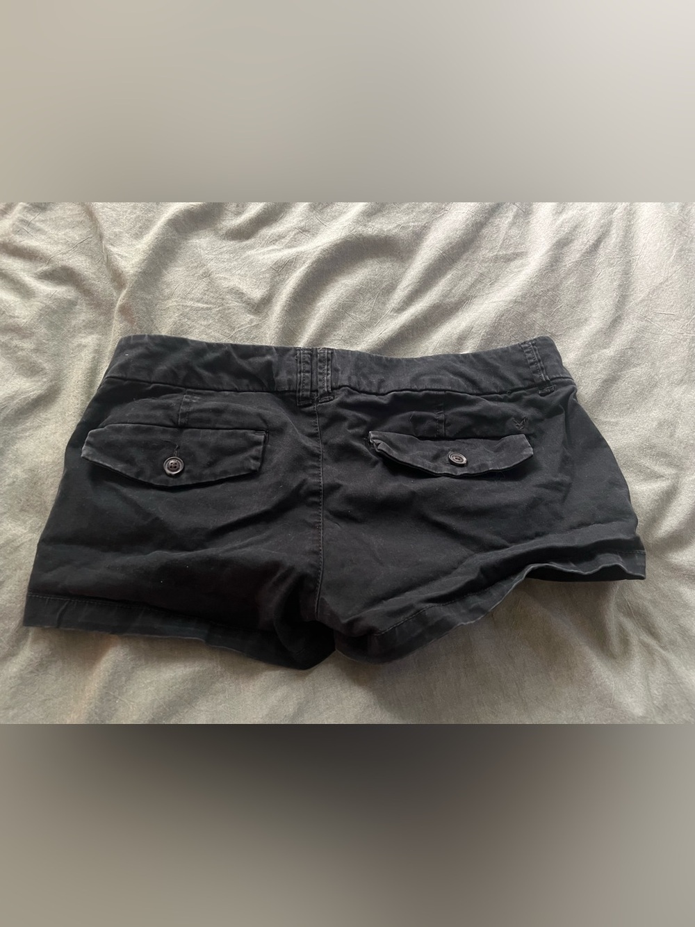 American Eagle Outfitters Ultra Low Rise Black Front-Button Shorts - Picture 3 of 5